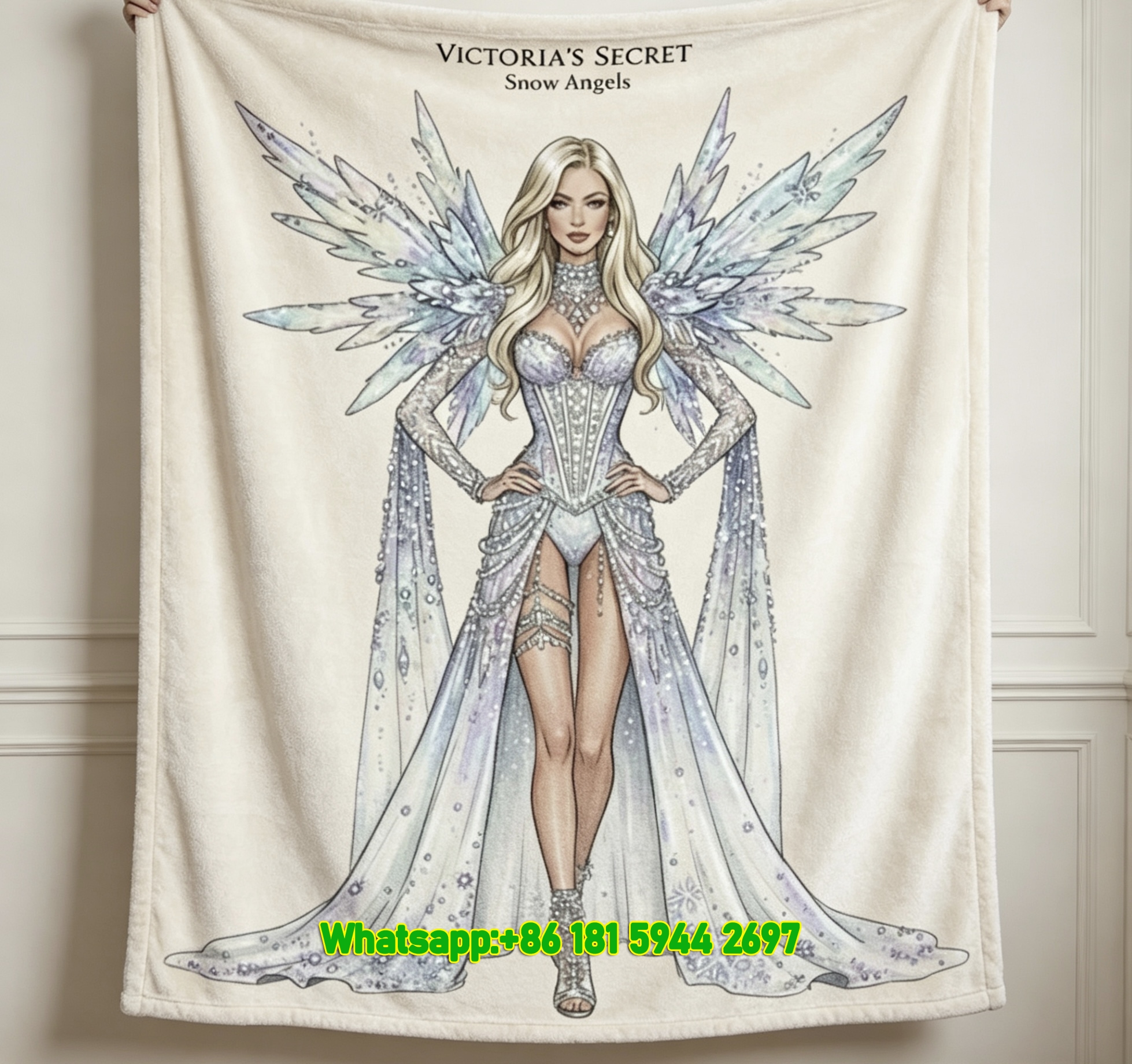 Victoria's Secret Snow Angel Ice Crystal Fleece Throw Blanket V123